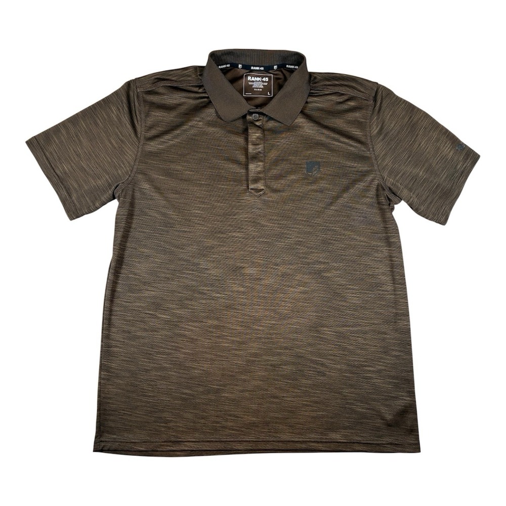 Rank 45 Heeler Polo Men's L Brown Cowboy Western Performance Stretch Shirt